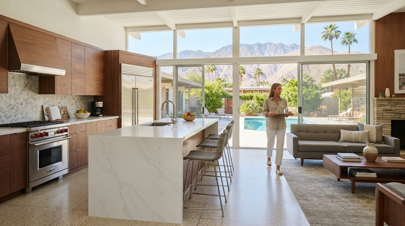 Updated home interior with finished flooring, walls, and built-in storage